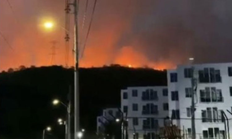 Incendio forestal en la zona boscosa de Guabinas de Yumbo