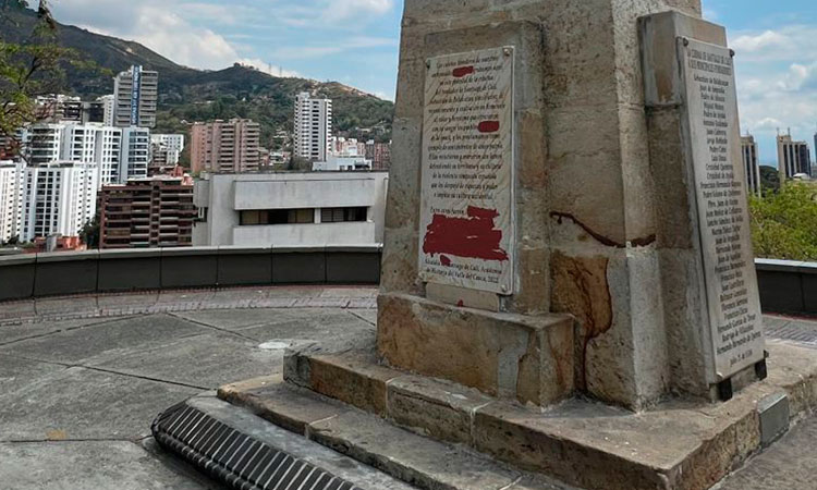 Otra vez fue vandalizado el monumento a Sebastián Belalcázar: piden vigilancia 24/7