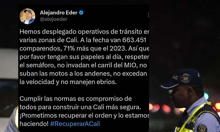 Cali intensifica controles viales durante el 2024: más de 663.000 comparendos impuestos, informó Eder