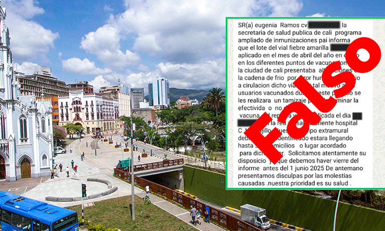 Vacuna contra fiebre amarilla en Cali no presenta fallas: Secretaría desmiente mensaje falso que circula por WhatsApp