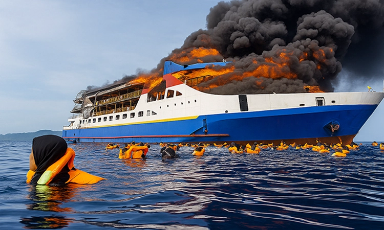 ferry con casi 300 personas se incendió