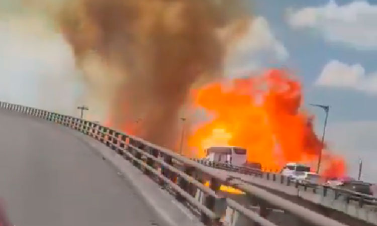 Revelan video del momento exacto de la explosión de un camión que transportaba gas