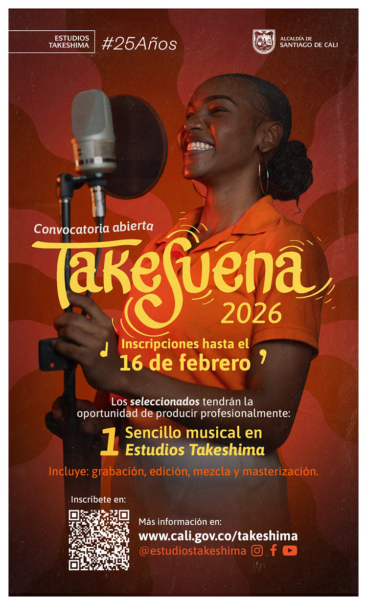 Músicos emergentes de Cali pueden postularse a Takesuena 2026 para grabar su obra en Estudios Takeshima