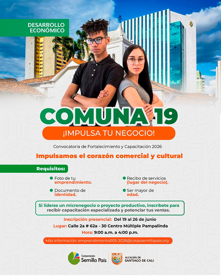 Convocatoria para emprendimientos en la comuna 19 de Cali sigue abierta: aún hay cupos para acceder a capacitación e insumos por $4,2 millones